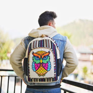 3-D  COLORED OWL HEMP BACKPACK - 48 L Laptop Office/School/Travel Backpack- Fits Up to 17.3 Inch Laptop Notebook (Both Male and Female)