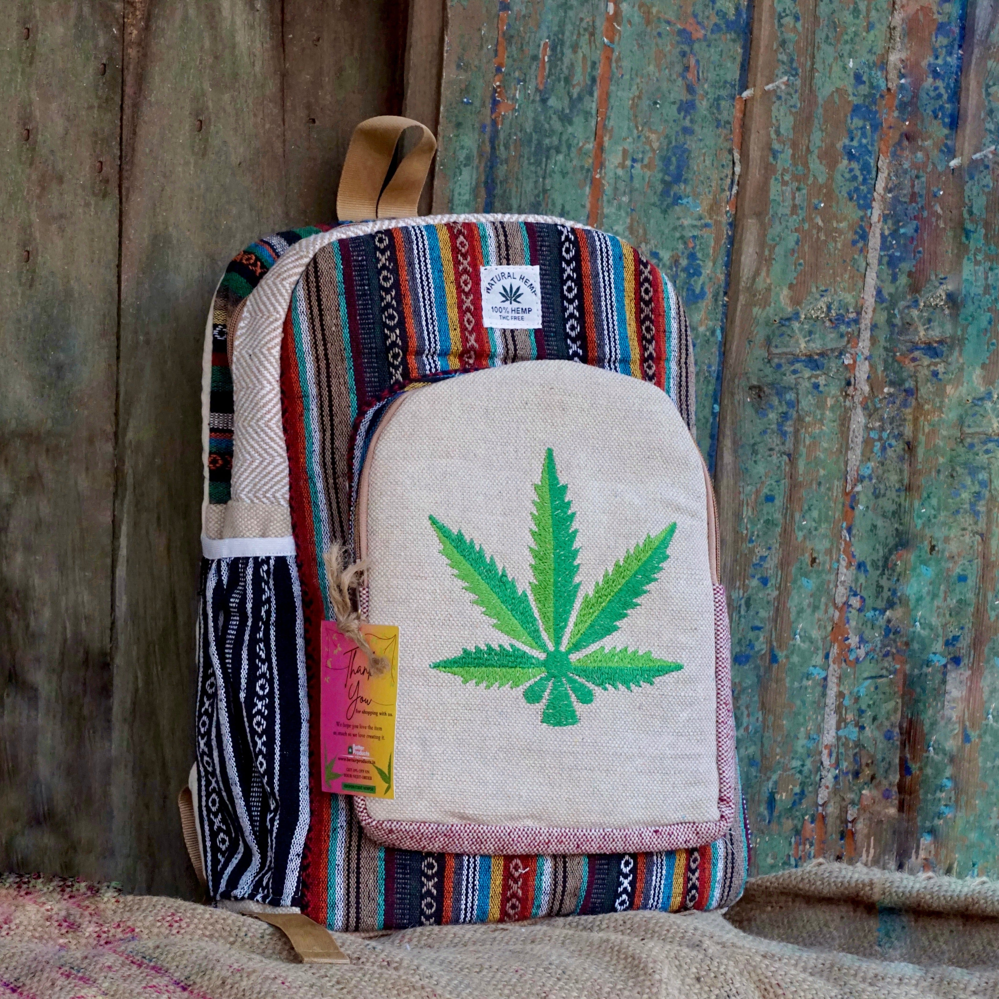 Leaf Print HEMP BACKPACK- 48 L Laptop Office/School/Travel Backpack- Fits Up to 17.3 Inch Laptop Notebook  Regular( Both Male and Female)