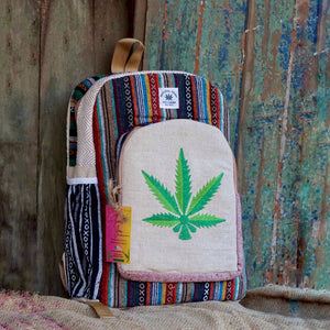 Leaf Print HEMP BACKPACK- 48 L Laptop Office/School/Travel Backpack- Fits Up to 17.3 Inch Laptop Notebook  Regular( Both Male and Female)