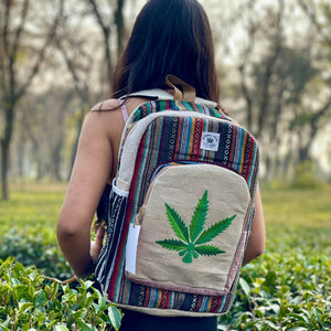 Leaf Print HEMP BACKPACK- 48 L Laptop Office/School/Travel Backpack- Fits Up to 17.3 Inch Laptop Notebook  Regular( Both Male and Female)